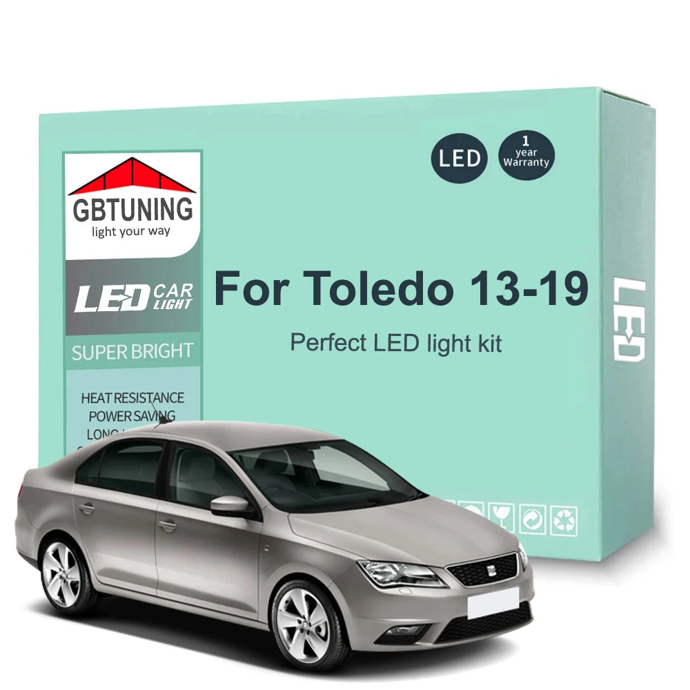 9-Piece LED Interior Light Kit for Seat Toledo IV MK4 KG KG3 2013-2019 - Canbus Dome Map Door Trunk Bulbs | AUTOKITSHOP
