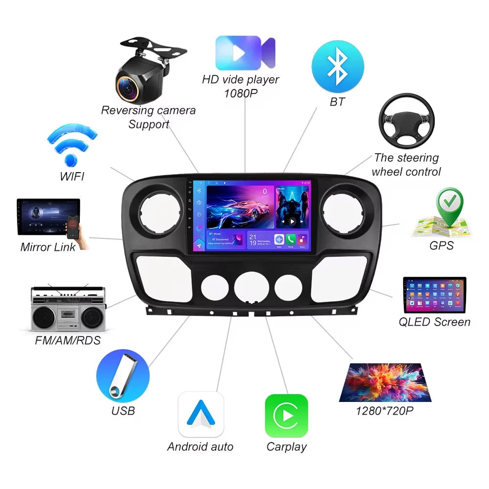 Android 16 Multimedia For Renault Master Nissan Nv400 Opel Movano 2010 - 2021 Car Player G | AUTOKITSHOP