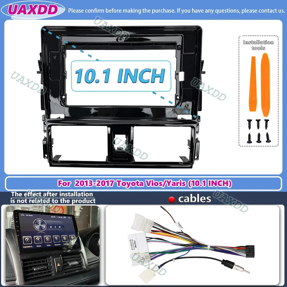 For 2013-2017 Toyota Vios Yaris 10.1INCH Radio Android Stereo Frame Panel Fascia Dashboard