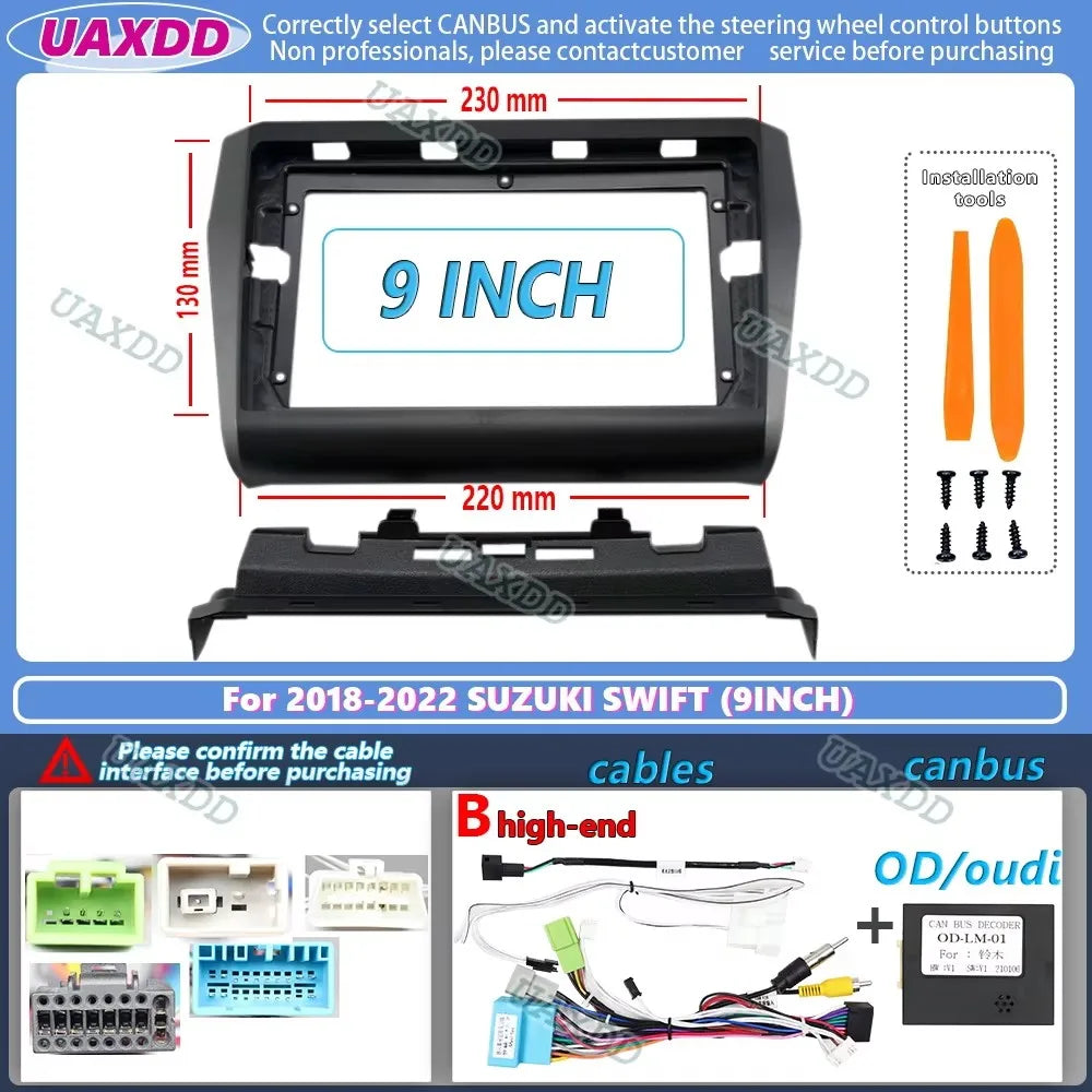 Double Din 9 Inch Car Radio Installation DVD GPS Mp5 Plastic Fascia Panel Frame For 2018-2