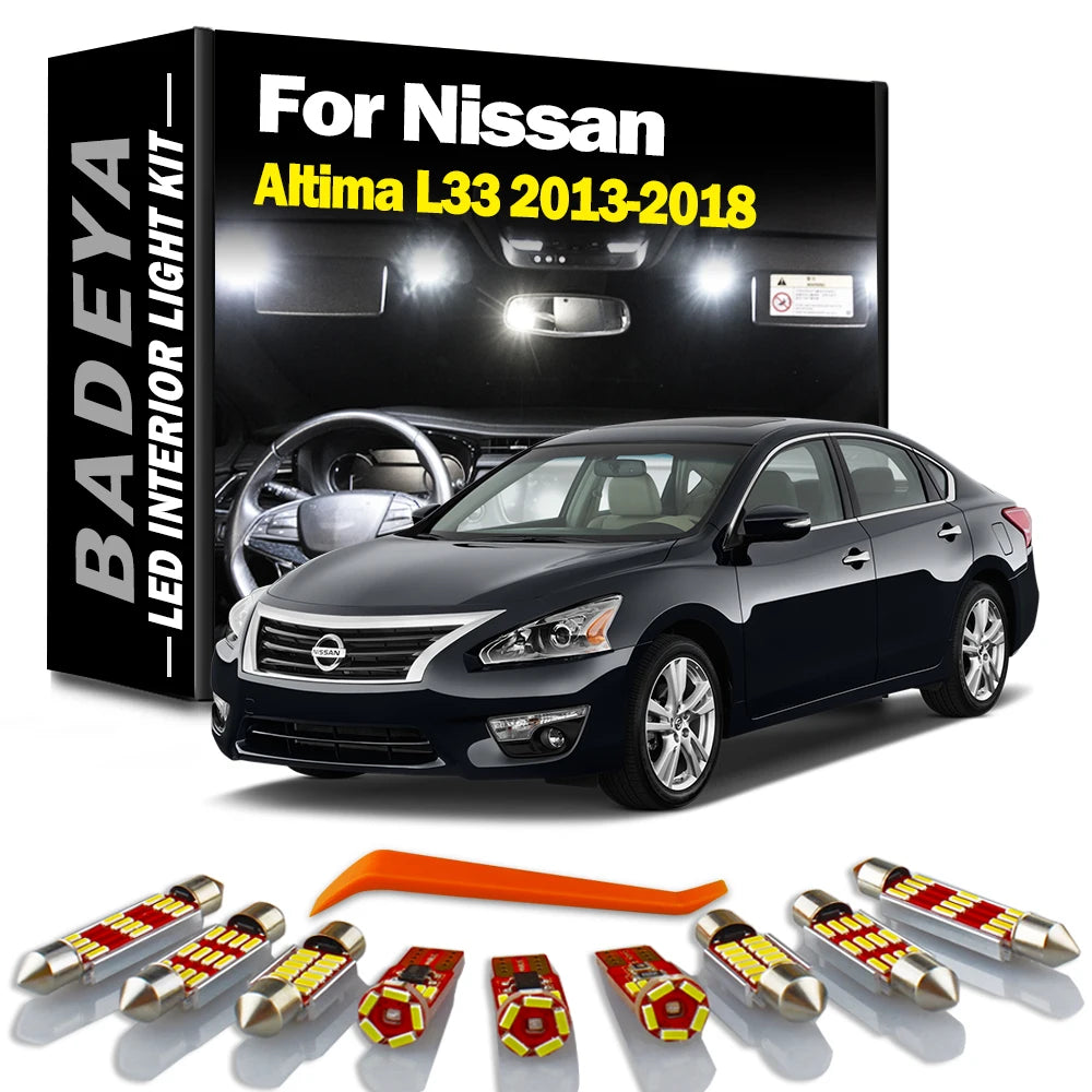 BADEYA 13Pcs Vehicle LED Interior Map Dome Foot Light Kit For Nissan Altima L33 2013 2014