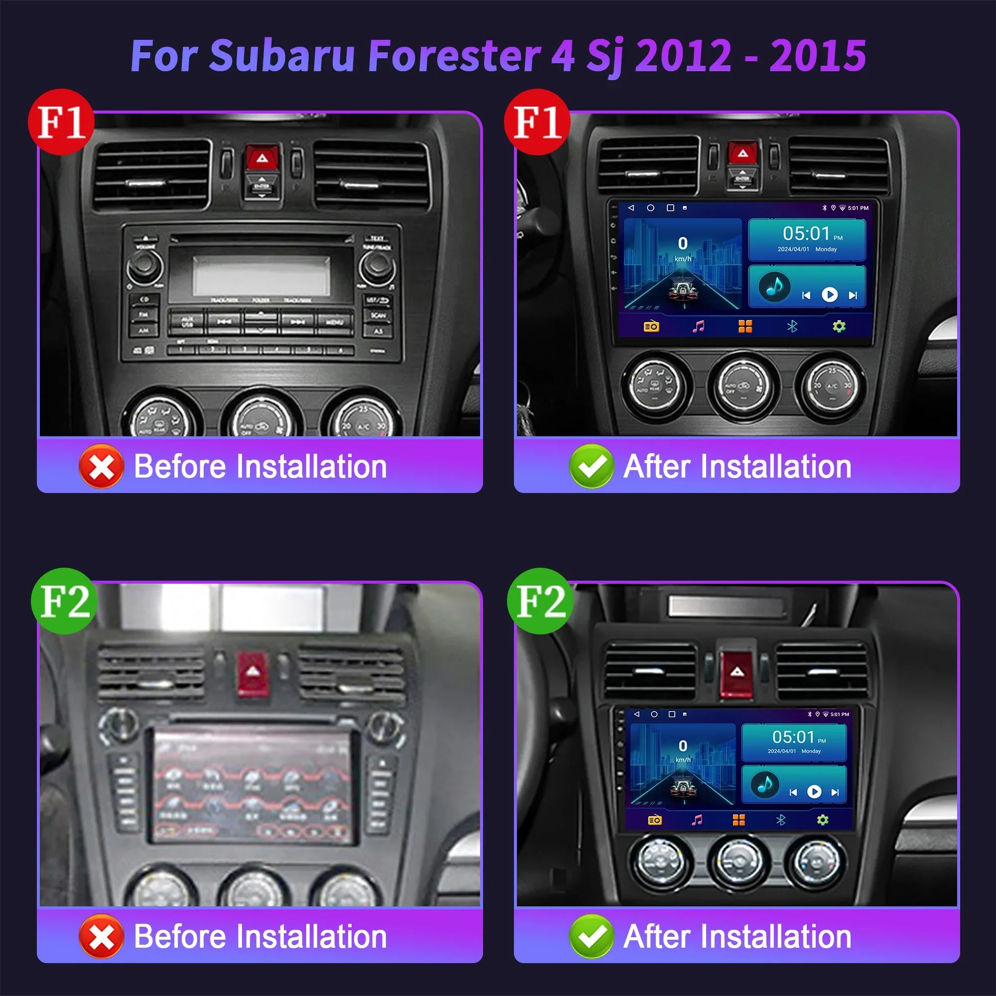 For Subaru Forester 4 Sj 2012-2015 Car Radio Navigation 4G GPS Wireless Carplay Android Au