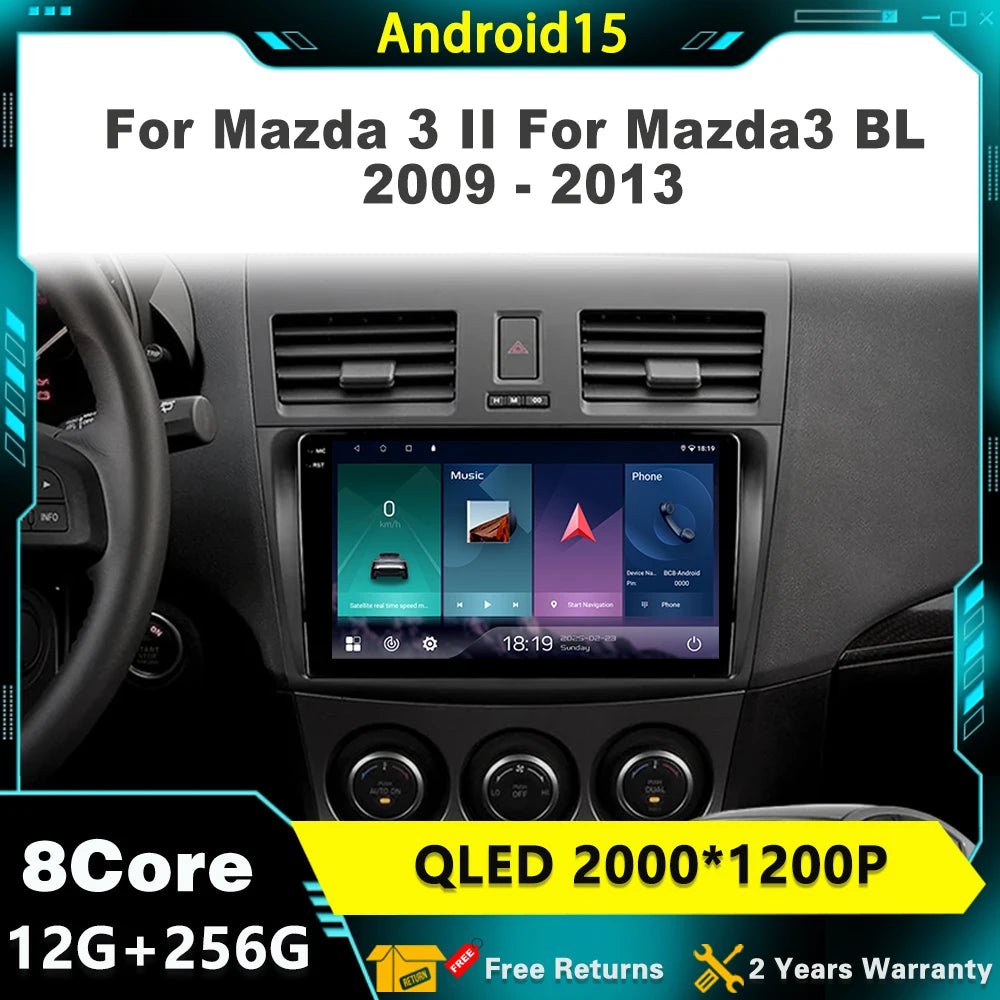 For Mazda 3 II For Mazda3 BL 2009 - 2013 Android15 Carplay Auto 4G+WIFI GPS Car Radio Navi