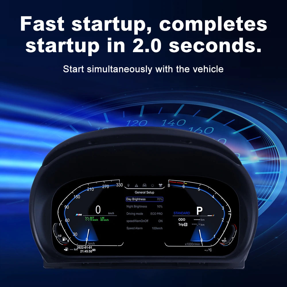 10" LCD Digital Instrument Panel for BMW 3 Series E90/E91/E92/E93 2005-2012 - Virtual Cluster CarPlay Odometer Speedomet