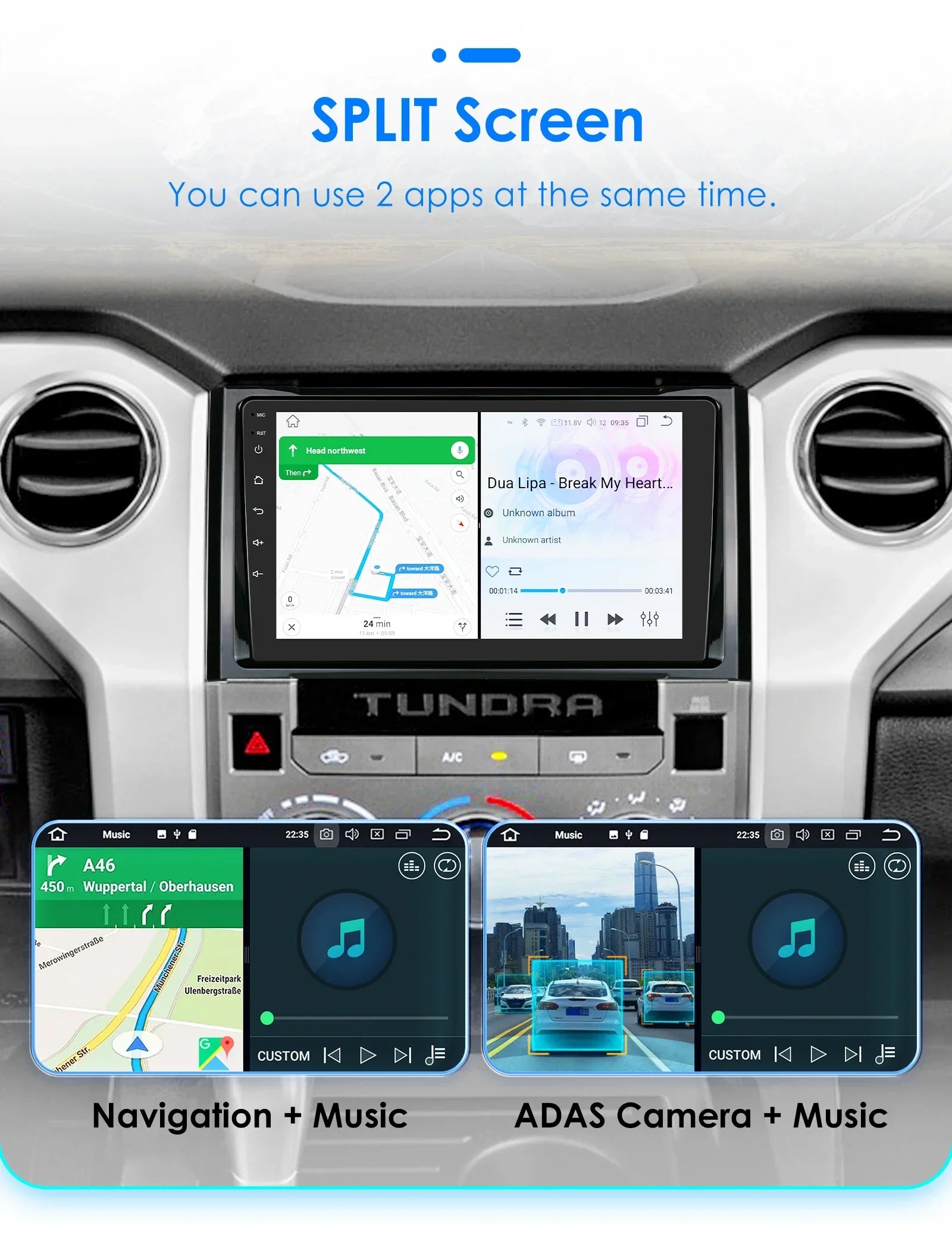 Android Auto Car radio For Toyota Tundra XK50 2014-2021 Multimedia player 4G wireless Carp