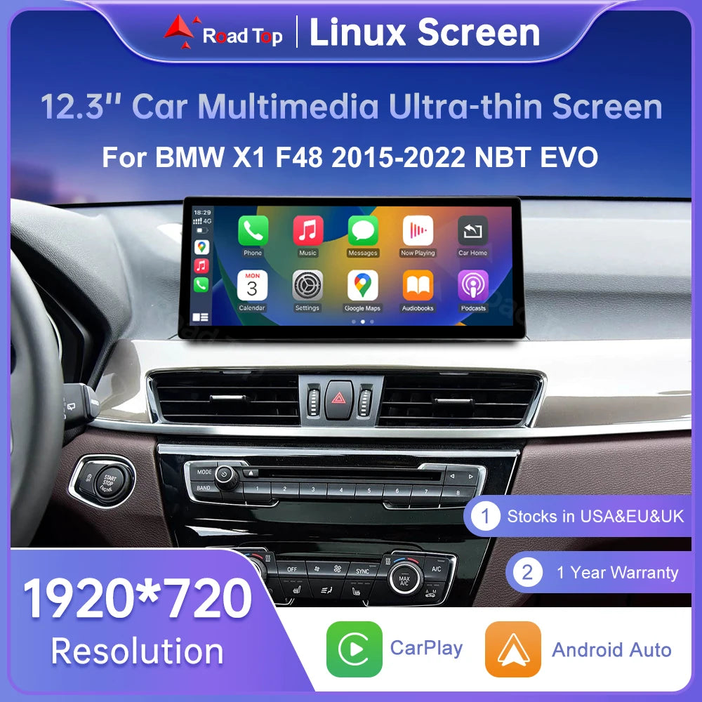 1920*720 Multimedia Touch Screen Wireless Carplay Display For BMW X1 F48 2015-2022 Head Un