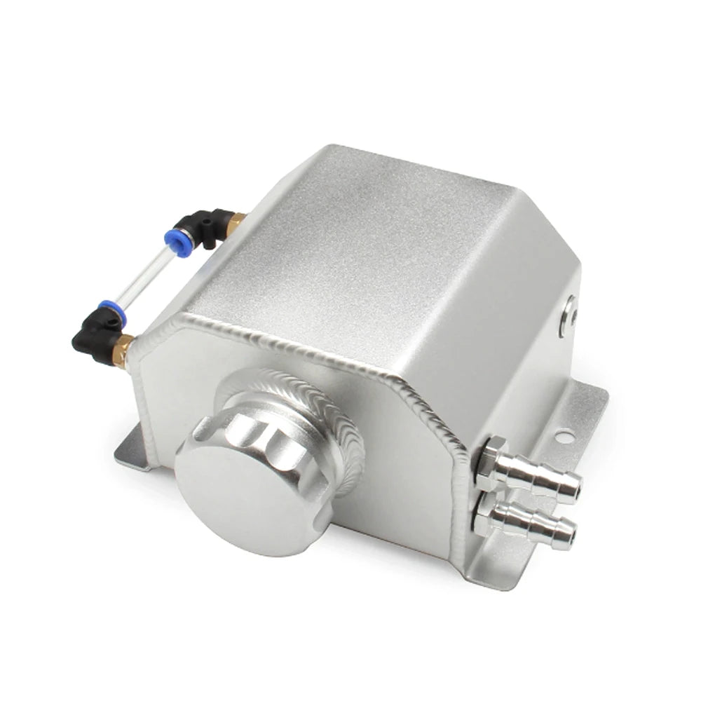 Universal Square Aluminum Alloy Radiator Coolant Overflow Tank 1L 1000ml With Drain Plug - Automotive LED Light