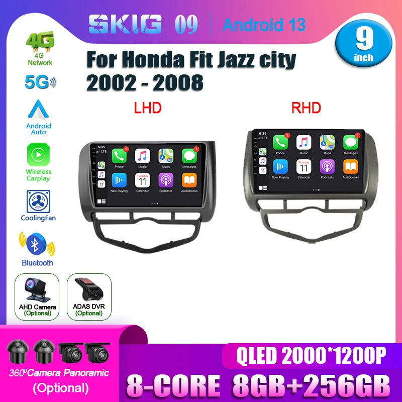 Android 14 Car Radio For HONDA FIT JAZZ City 2002-2008 Multimedia Video Player Mirror Conn