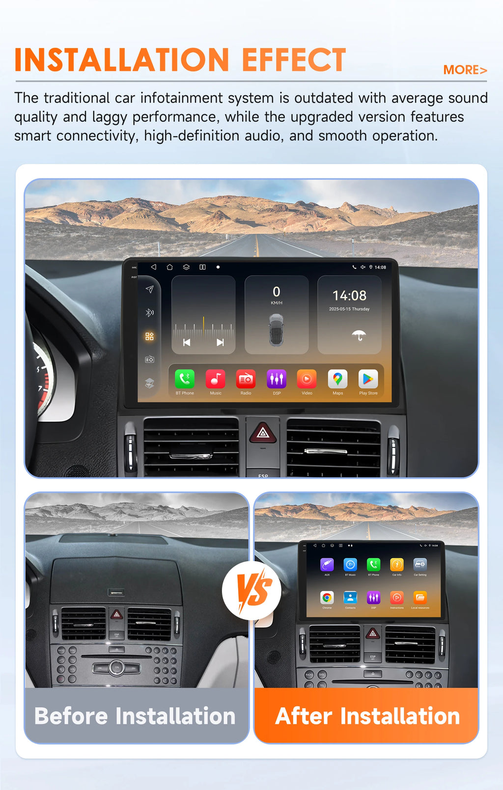 8-Core BySnapdragon 6115 by Qualcomm Car radio For Mercedes Benz C Class W204 S204 2007-20