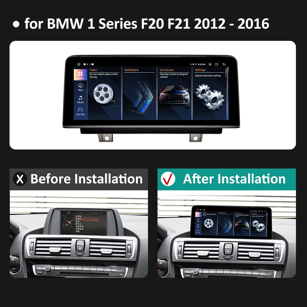 Android 14 Car Radio Video Multimedia Player 10.25 inch 1920*720P for BMW 1 Series F20 F21