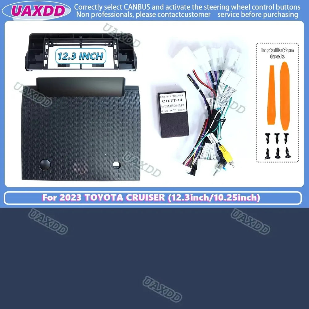 For 2023 TOYOTA CRUISER 12.3 10.25 inch 2 Din Car radio Android frame fascia cable video h