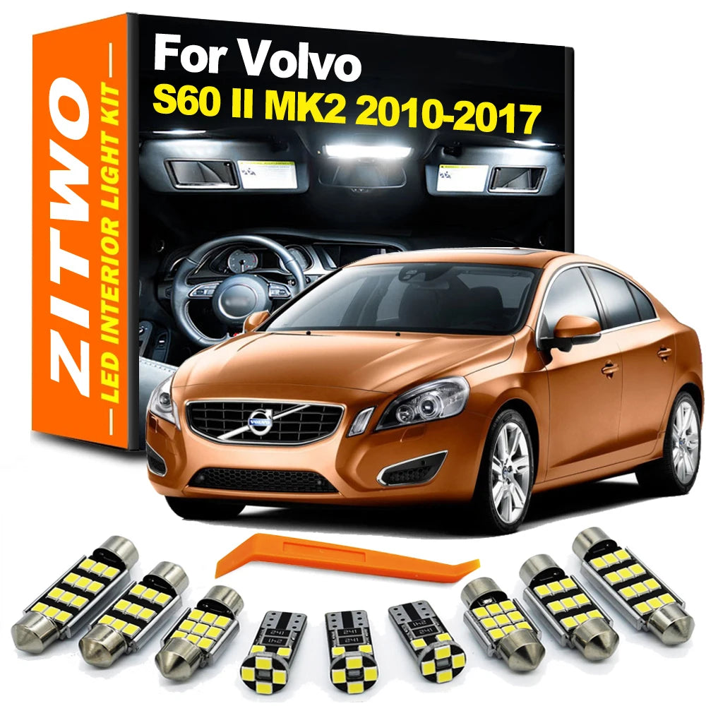 ZITWO 18Pcs LED Interior Light Kit With Lamp Holder For Volvo S60 2 II MK2 2010 2011 2012 2013 2014 2015 2016 2017 Dome Map Bulb