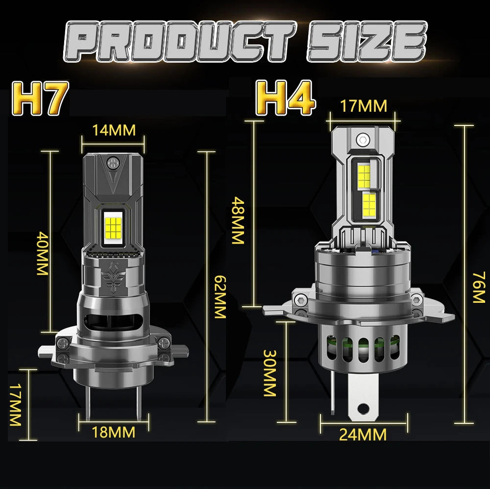 H4 LED Car Headlight Bulbs Ampoule Led H7 High Power 1000W Wireless Spotlights Automobile