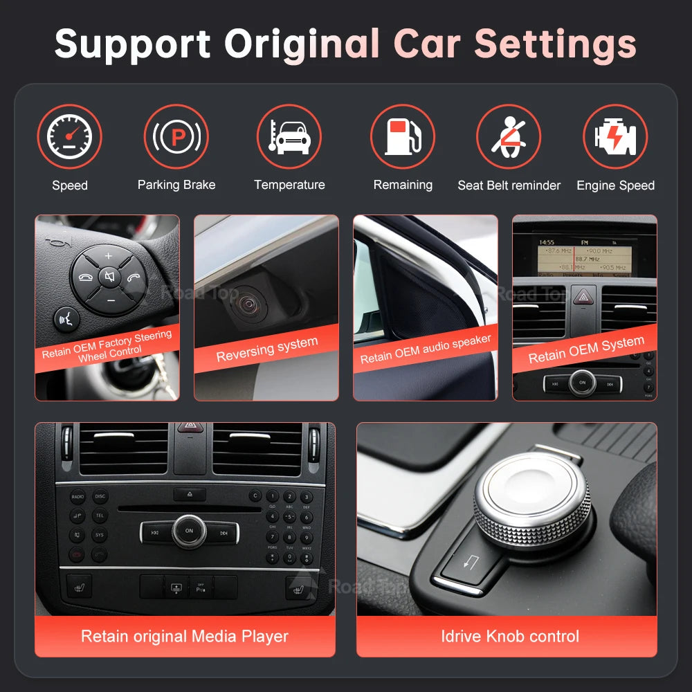 Wrieless CarPlay Android Auto Car Multimedia Linux Touch Screen for Mercedes Benz C Class  | AUTOKITSHOP
