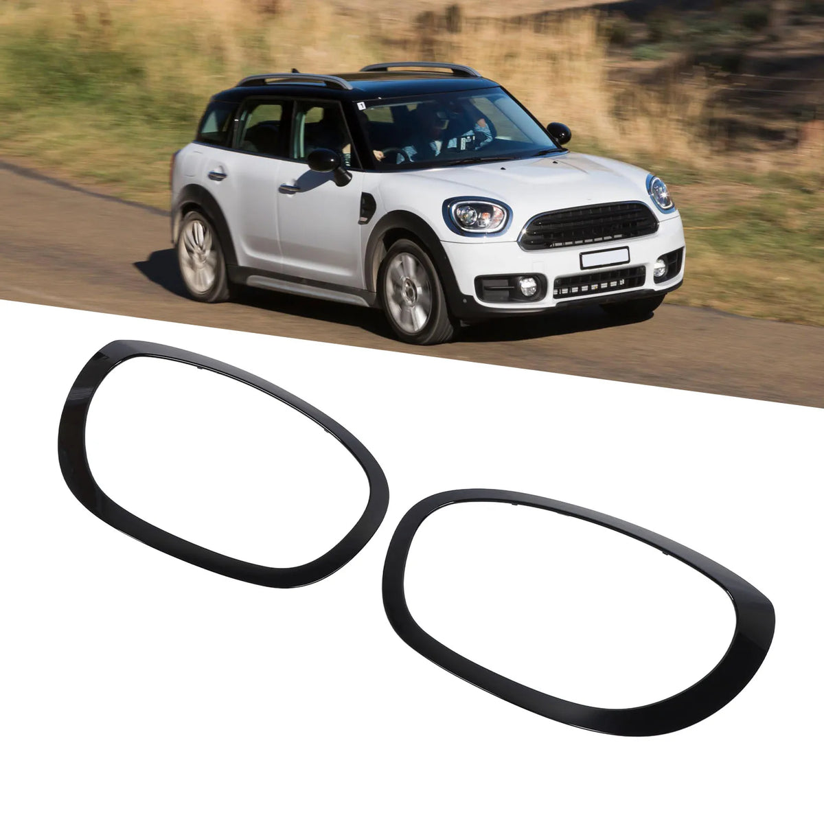 1 Pair Car Headlight Trim Ring 51138739351 Black Headlight Trim Ring Bezel Replacement for Coope - Automotive LED Light
