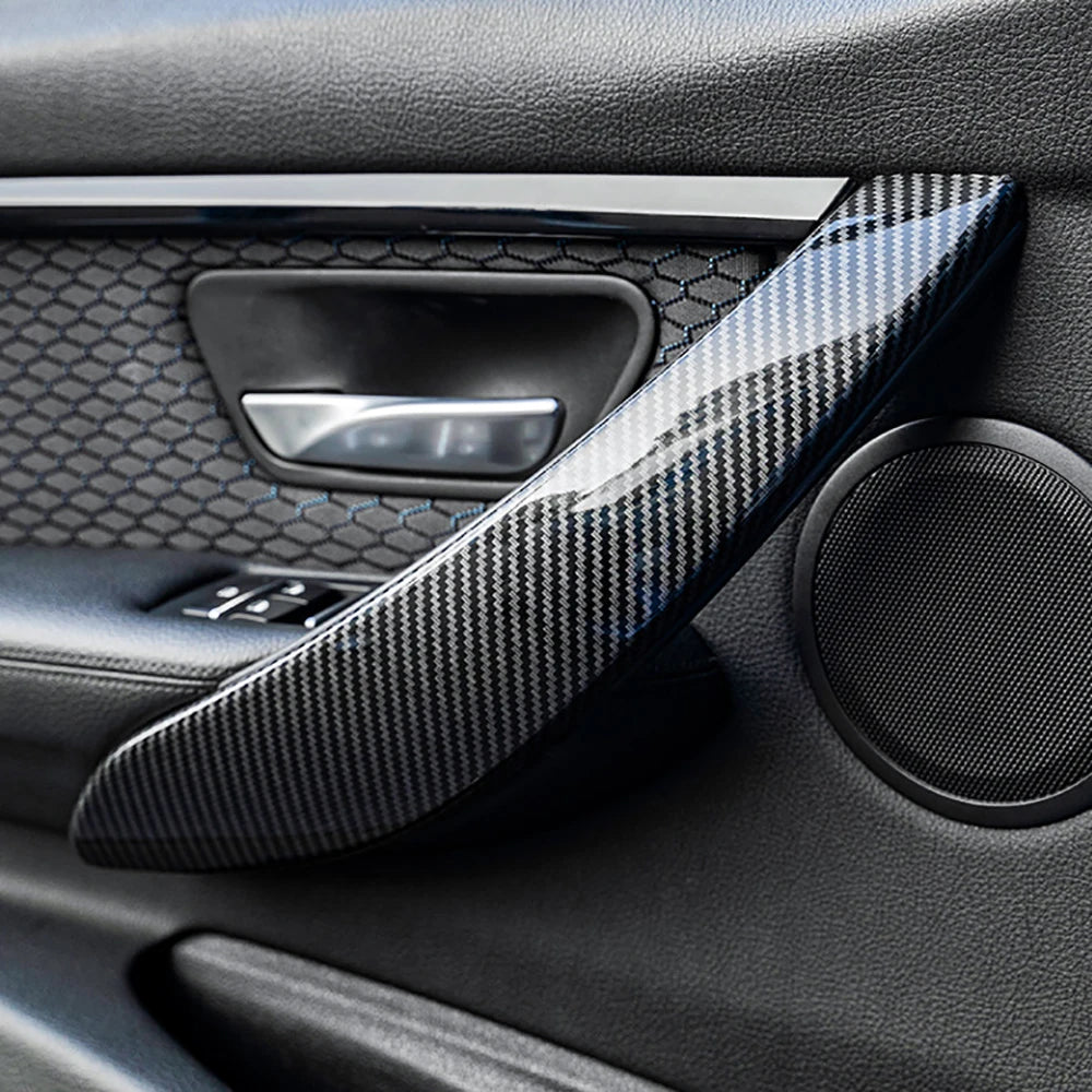 4x Carbon Fiber Style Door Handle Trim For 2013-2018 BMW F30 320i 325i 328i 335i