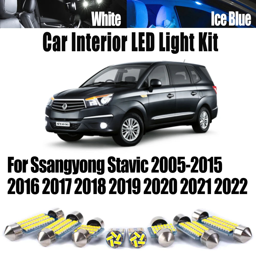 LED Interior Light Kit for Ssangyong Stavic 2005- 2017 - Canbus Dome Map Door Trunk Bulbs | AUTOKITSHOP