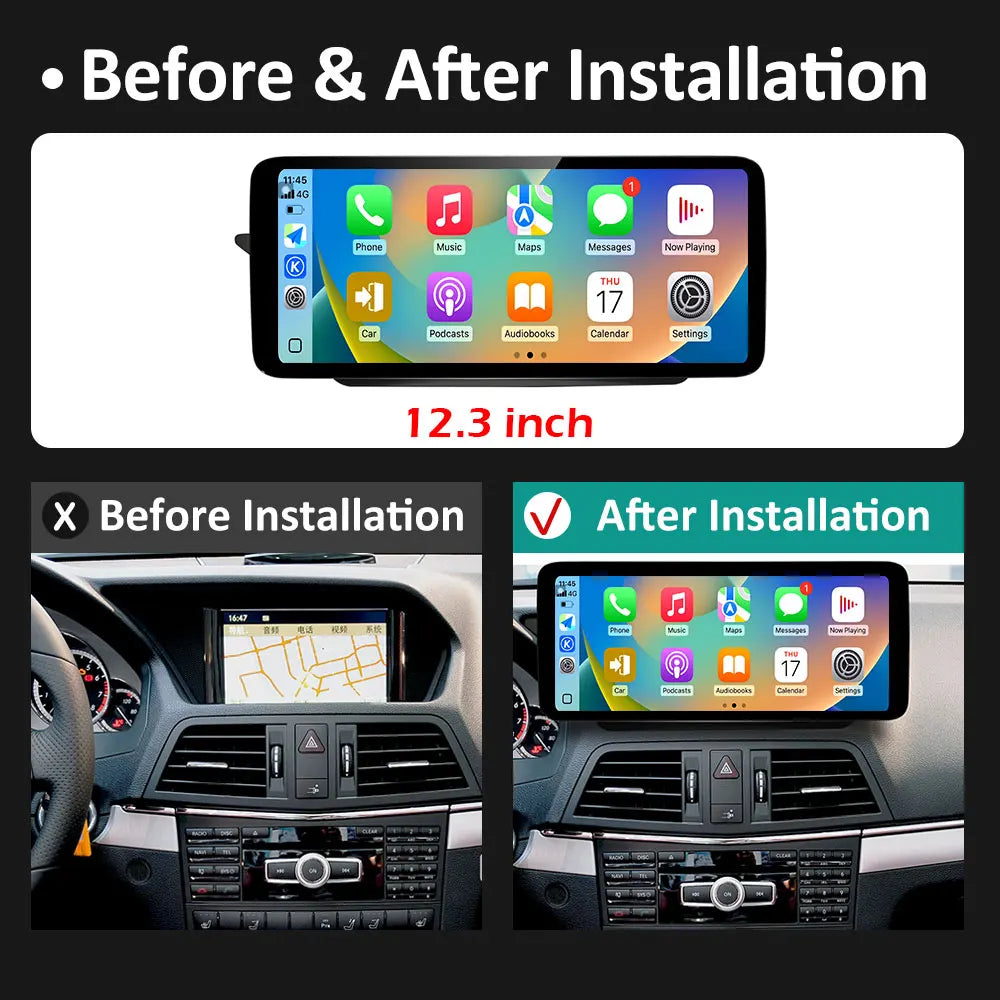 10.33 / 12.3 inch Android 16 for Benz E Class C207 W207 A207 2009 - 2015 WiFi 4G QLED 2K T | AUTOKITSHOP