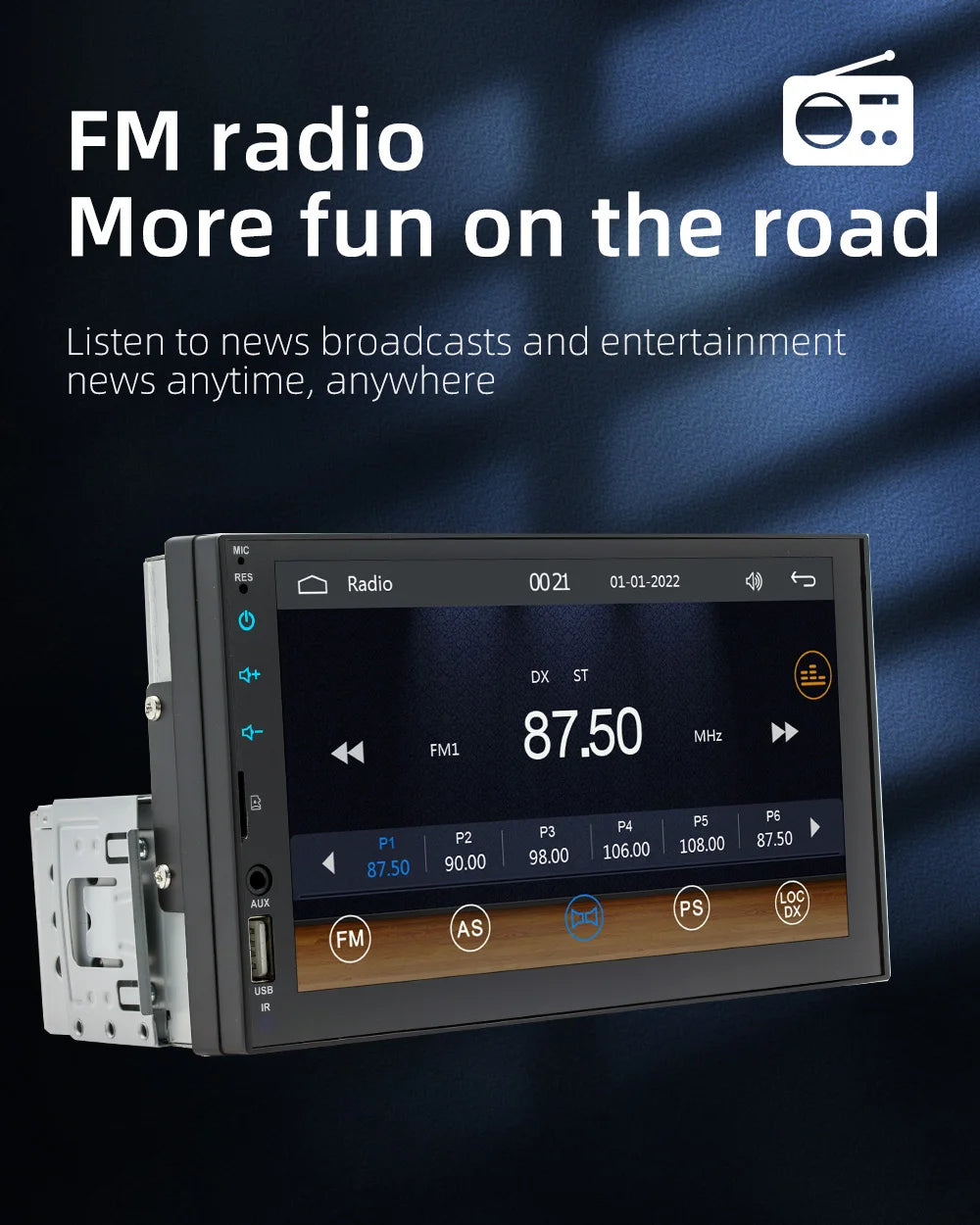 BQCC 7 Inch 1Din 2Din Car Radio Carplay Android Auto Multimedia Player HD Touch  Screen FM AUX BT MirrorLink Universal Car Audio