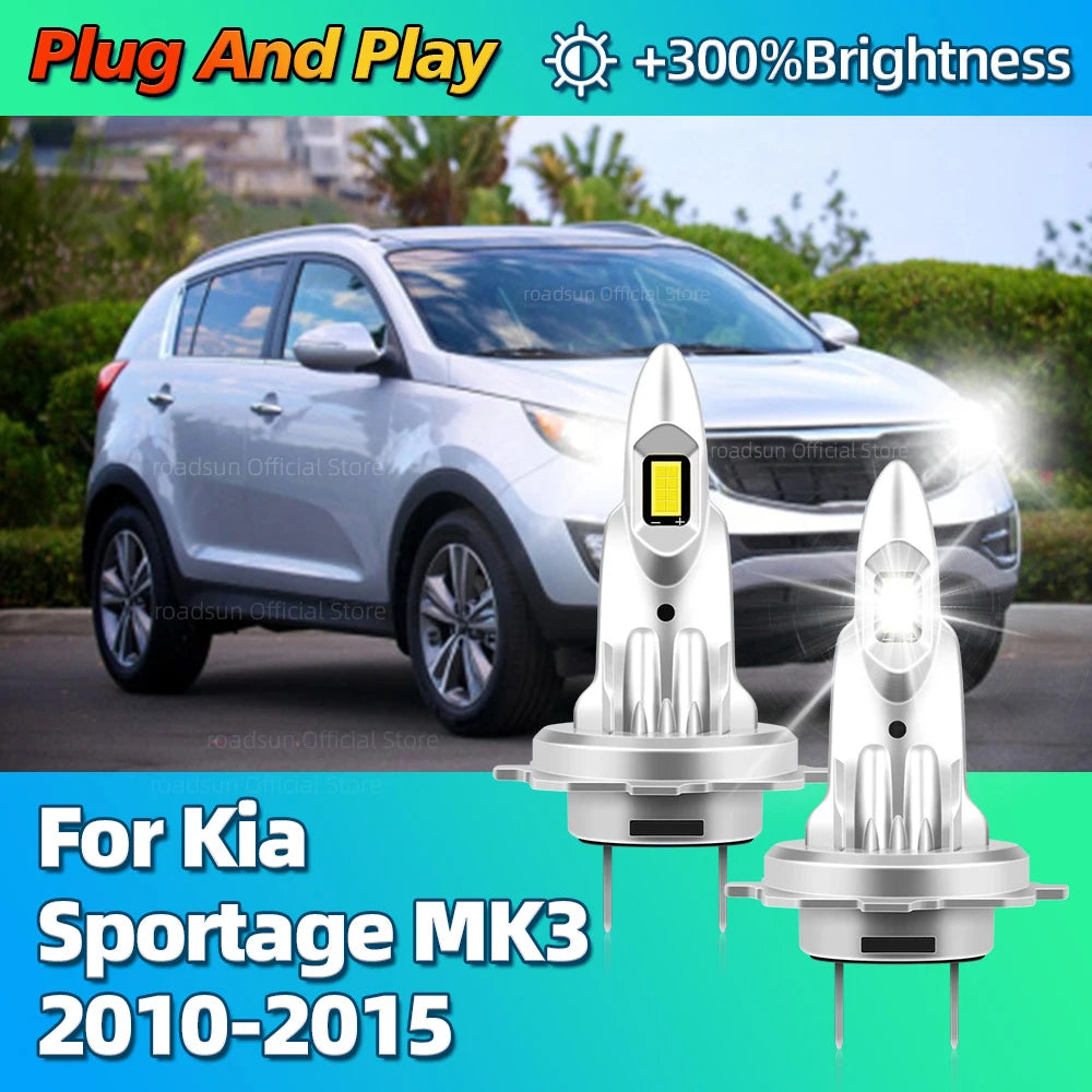 LED Headlight 180W Canbus 6000K Car Bulbs 1: 1 Mini Auto Lights For Kia Sportage MK3 2010