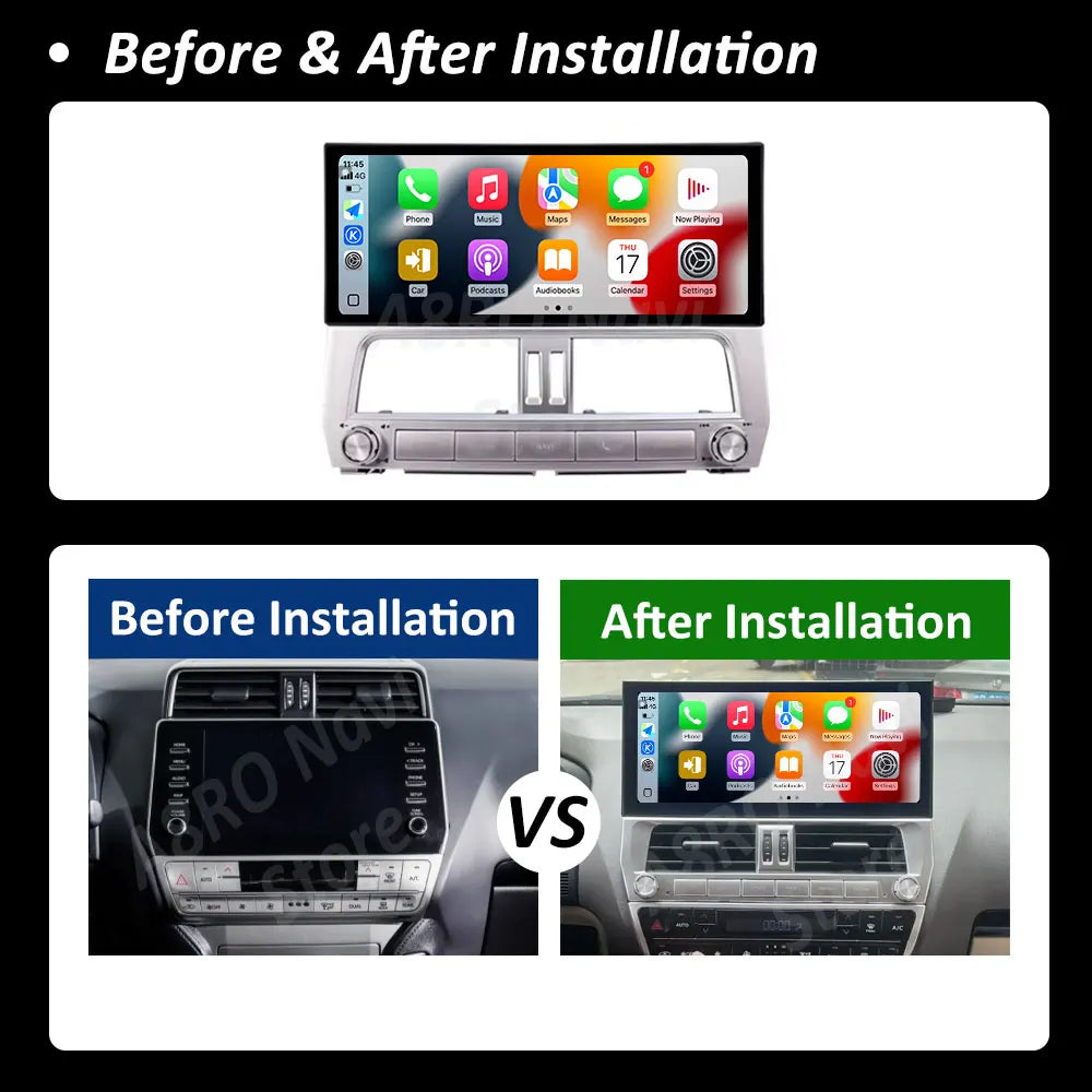 Car Multimedia Radio Plater for Toyota Land Cruiser Prado 150 2018 2019 2021 2022 Wireless | AUTOKITSHOP