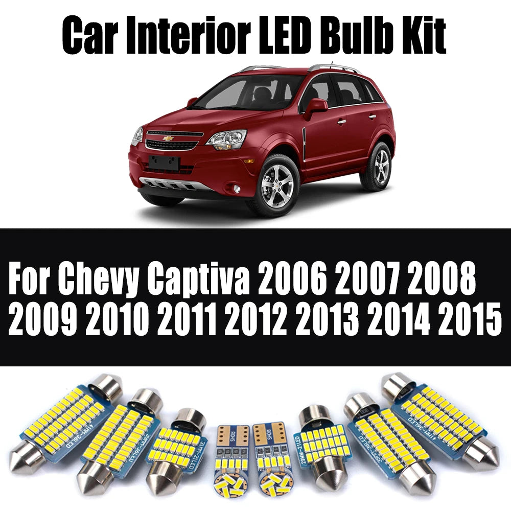 12-Piece LED Interior Light Kit for For Chevrolet Chevy Captiva 2006- 2012 - Canbus Dome Map Door Trunk Bulbs | AUTOK...