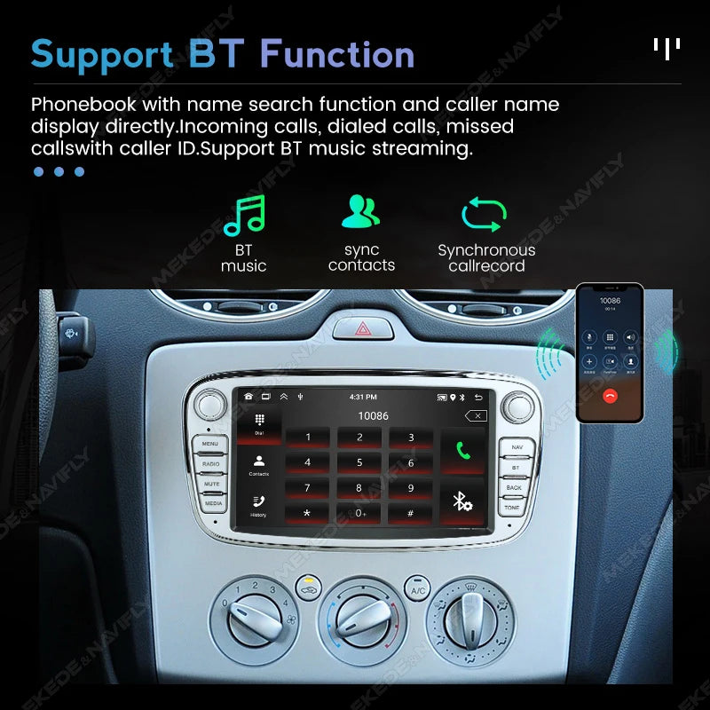 7Inch Android 15 Car Radio CarPlay Auto Multimedia GPS RDS For Ford Focus Mondeo S-Max C-M