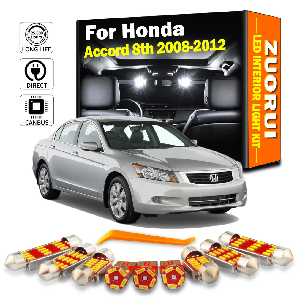 17-Piece LED Interior Light Kit for Honda Accord 8 VIII MK8 8th Gen - Canbus Error-Free Bulbs | AUTOKITSHOP