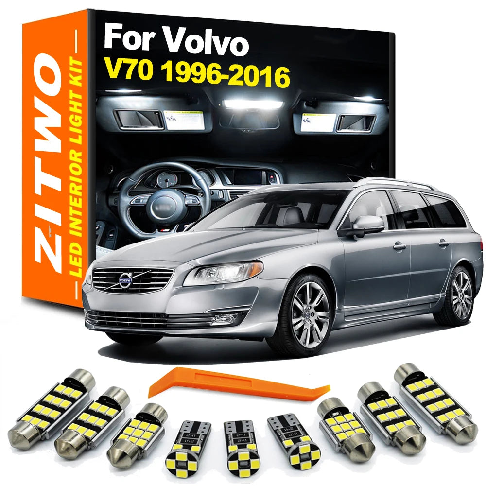 ZITWO Full LED Interior Dome Reading Luggage Foot Light Kit For Volvo V70 Accessories MK1 MK2 MK3 1996- 2012 2013 2014 2015 2016