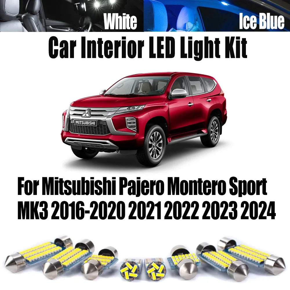 17-Piece LED Interior Light Kit for Mitsubishi Pajero Montero Sport MK3 2016- 2021 - Canbus Dome Map Door Trunk Bulbs...