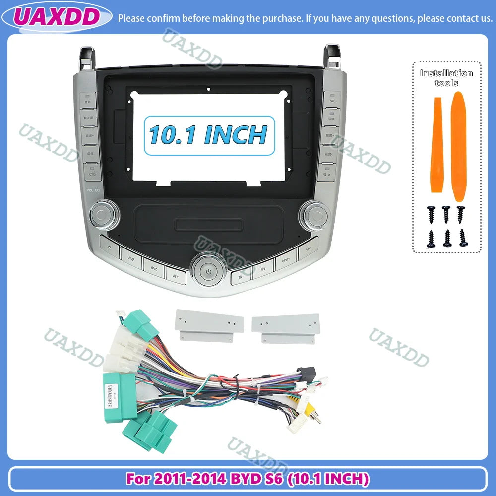 For 2011-2014 BYD S6 10.1 INCH 2 Din Car Android frame fascia cable video adapter multimed