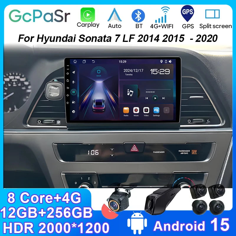 Android 15 Car Radio Stereo For Hyundai Sonata 7 LF 2014 2015 2017 -2020 Auto GPS Navigati