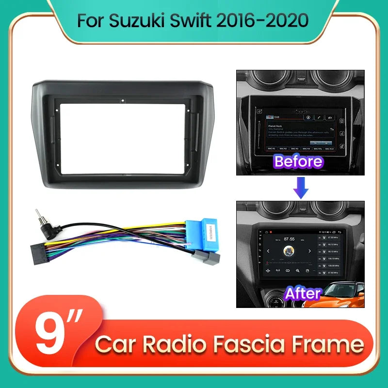 9inch Car Radio Fascia Cable Dash Mount Kit for Suzuki Swift 2016-2020 Android Stereo Plas | AUTOKITSHOP