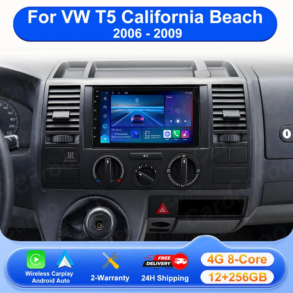 7" For VW T5 California Beach 2006 - 2009 Car Radio Android 16 Auto Support Wireless Apple