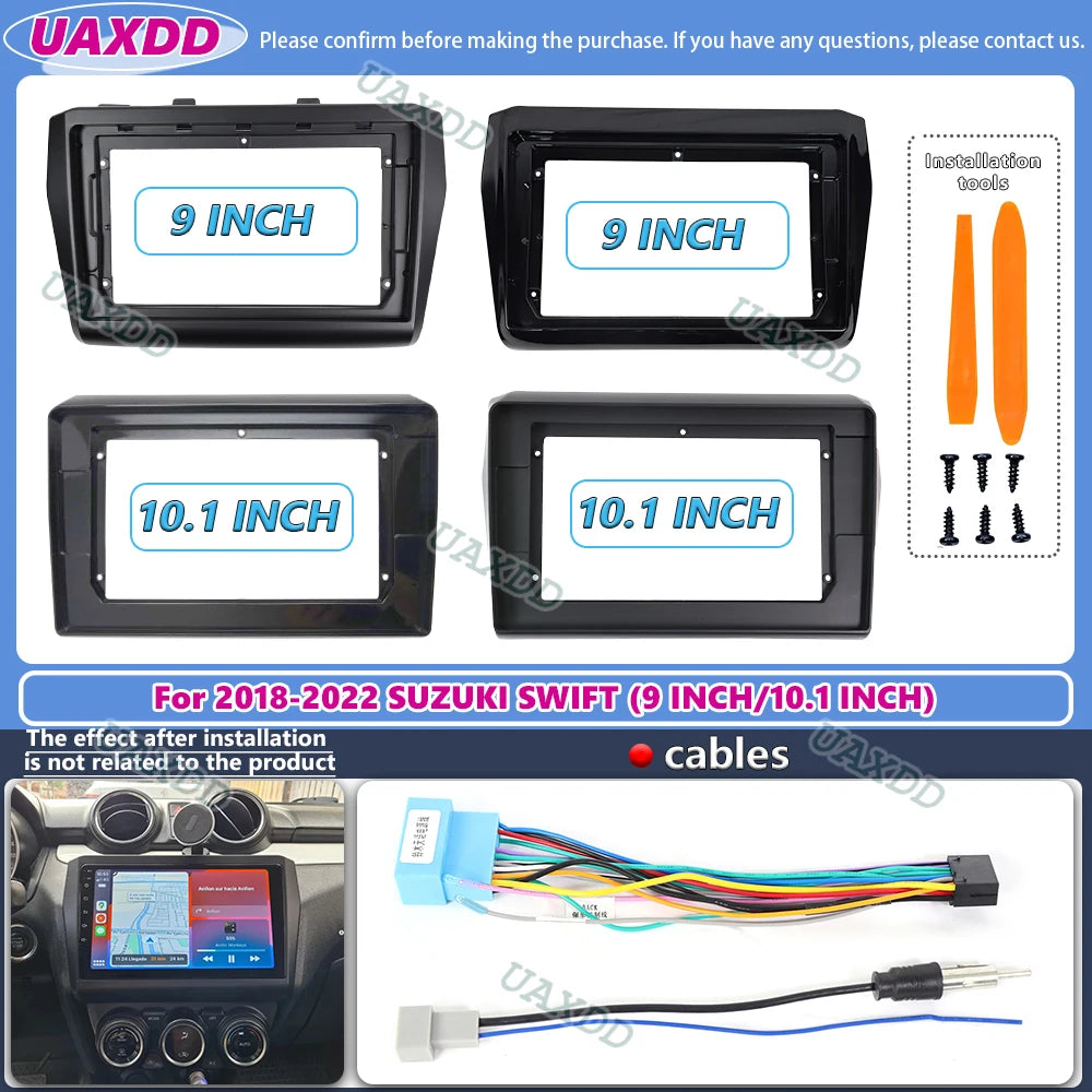 9INCH 10.1Inch Car DVD Radio Fascia For SUZUKI Swift 2018-2022 Auto Stereo Install Plastic