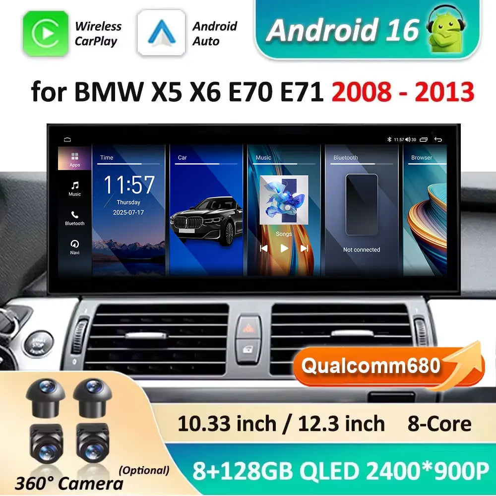 Navigation GPS Android 16 for BMW X5 X6 E70 E71 2008 - 2013 ClC/CCC System Car Radio Multi