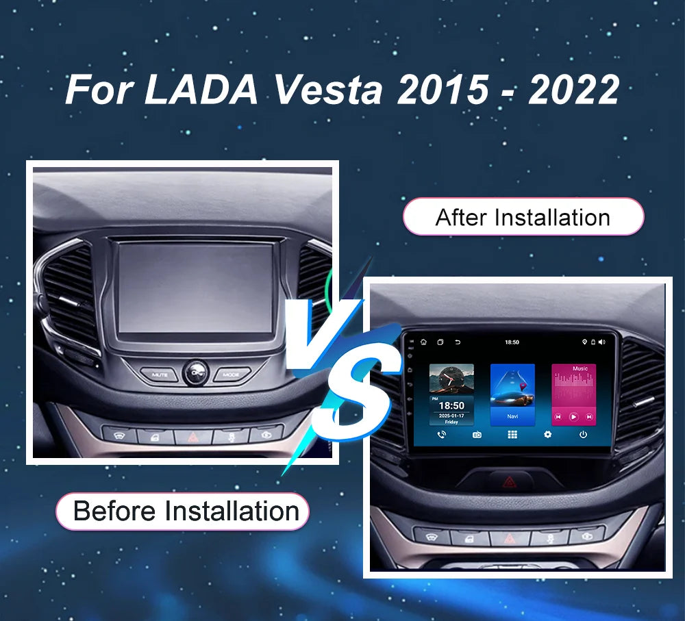 Carplay Android Auto Car Radio For LADA Vesta 2015 - 2022 Auto Multimidia Video Player QLE