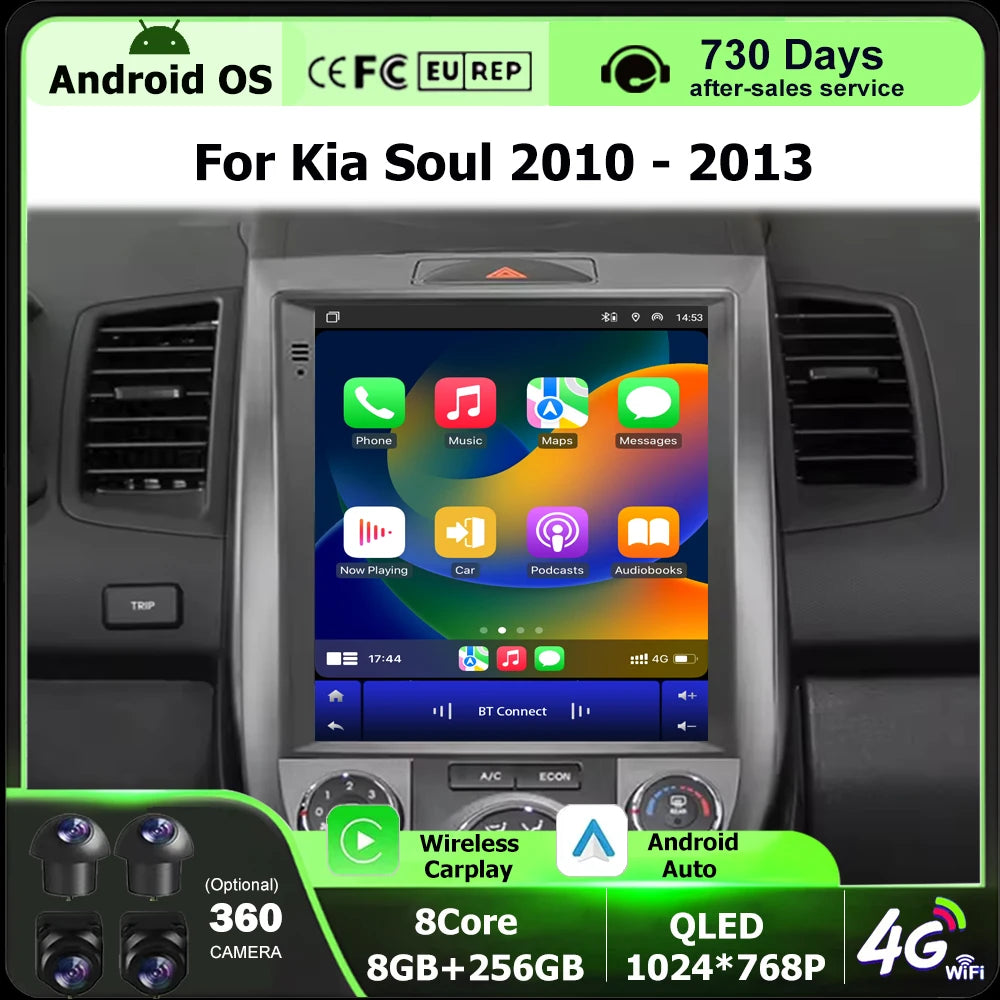 Wireless Carplay For Kia Soul 2010 2011 2012 2013 Android 16 Auto Car Radio Stereo Multime