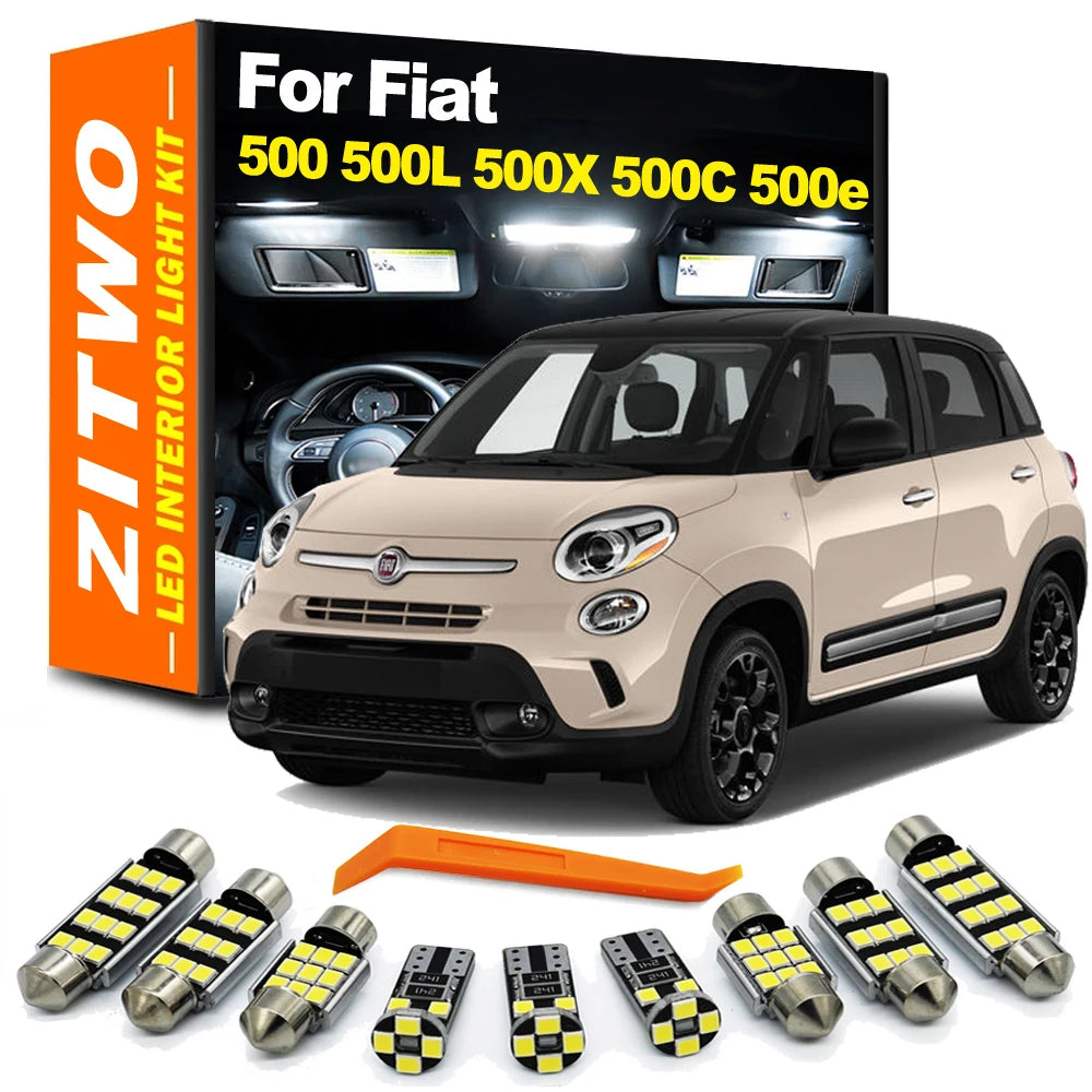 ZITWO Car Accessories LED Interior Map Dome Light Luggage Bulb Kit For Fiat 500 500X 500L 500C 500e 2007- 2021 2022 2023 2024