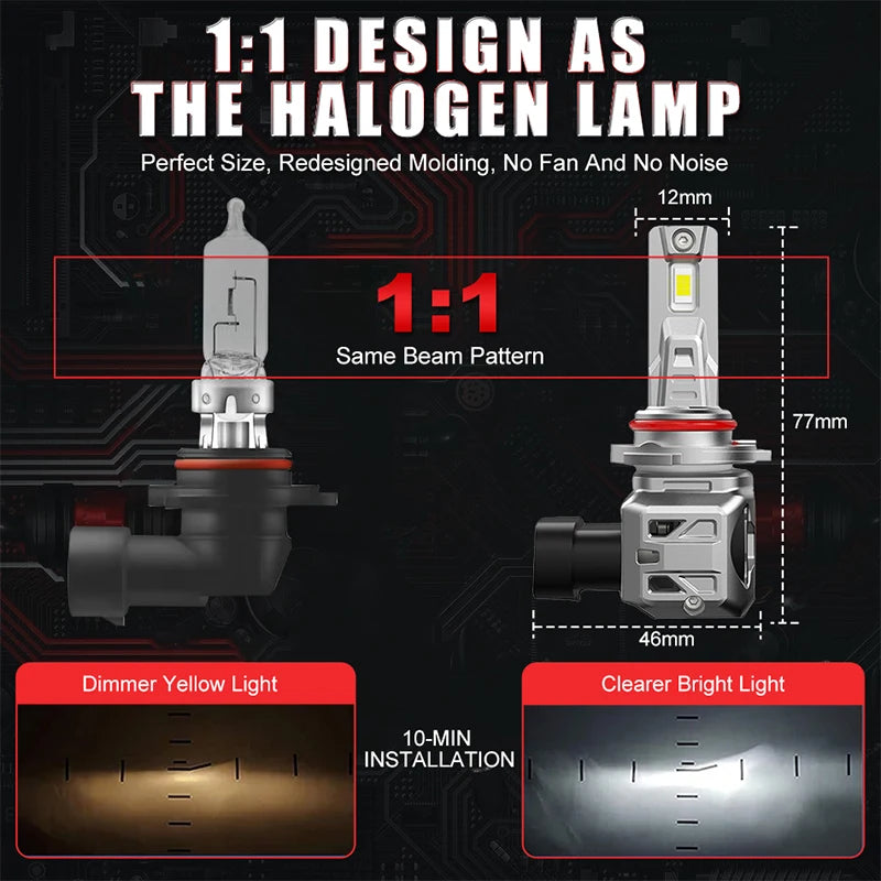 4800W H7 Led Headlights CANBUS H4 H11 H8 9005 9006 9012 Turbo 1:1 Plug&Play 24PCS 5570 CSP