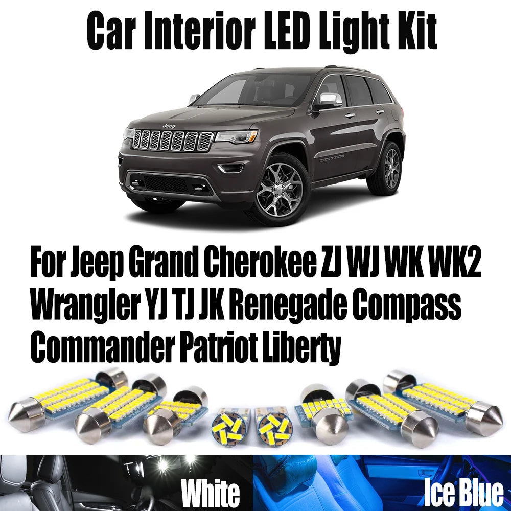 LED Interior Light Kit for Jeep Grand Cherokee ZJ WJ WK WK2 Wrangler YJ TJ JK Renegade Compass Commander Patriot Libe...