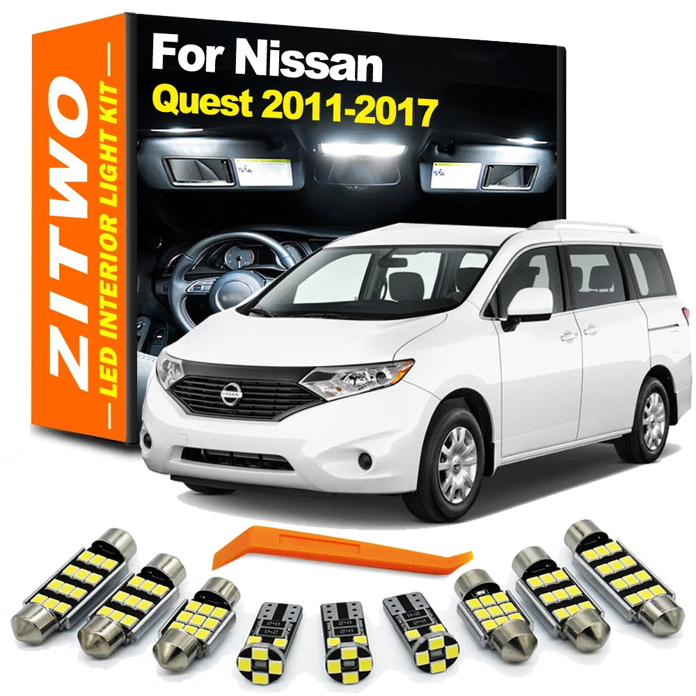 ZITWO 15Pcs For Nissan Quest 2011 2012 2013 2014 2015 2016 2017 Car Lamp LED Bulb Interior Dome Reading Trunk Plate Light Kit