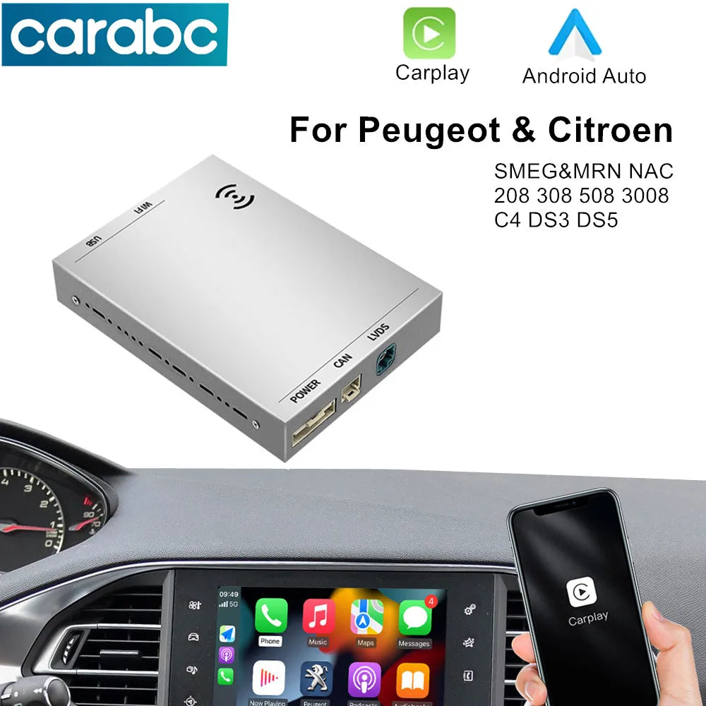 CARABC Wireless Carplay Android Auto Support Reverse Camera For Peugeot Citroen SMEG MRN N