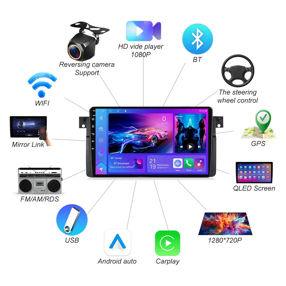 Android 16 For Bmw E46 M3 318 320 325 330 335 1998-2006 Wireless Carplay Auto Car Radio St | AUTOKITSHOP
