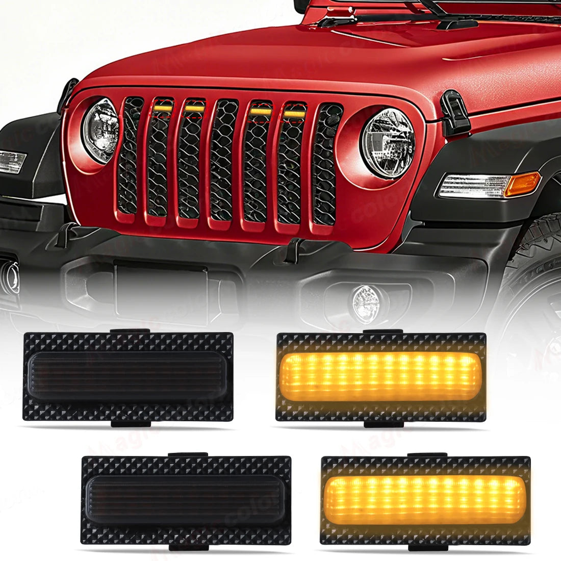 For Jeep Wrangler JL 2024 2025 Led Grill Grille Lights Front Bumper Daylights Daytime Runn | AUTOKITSHOP