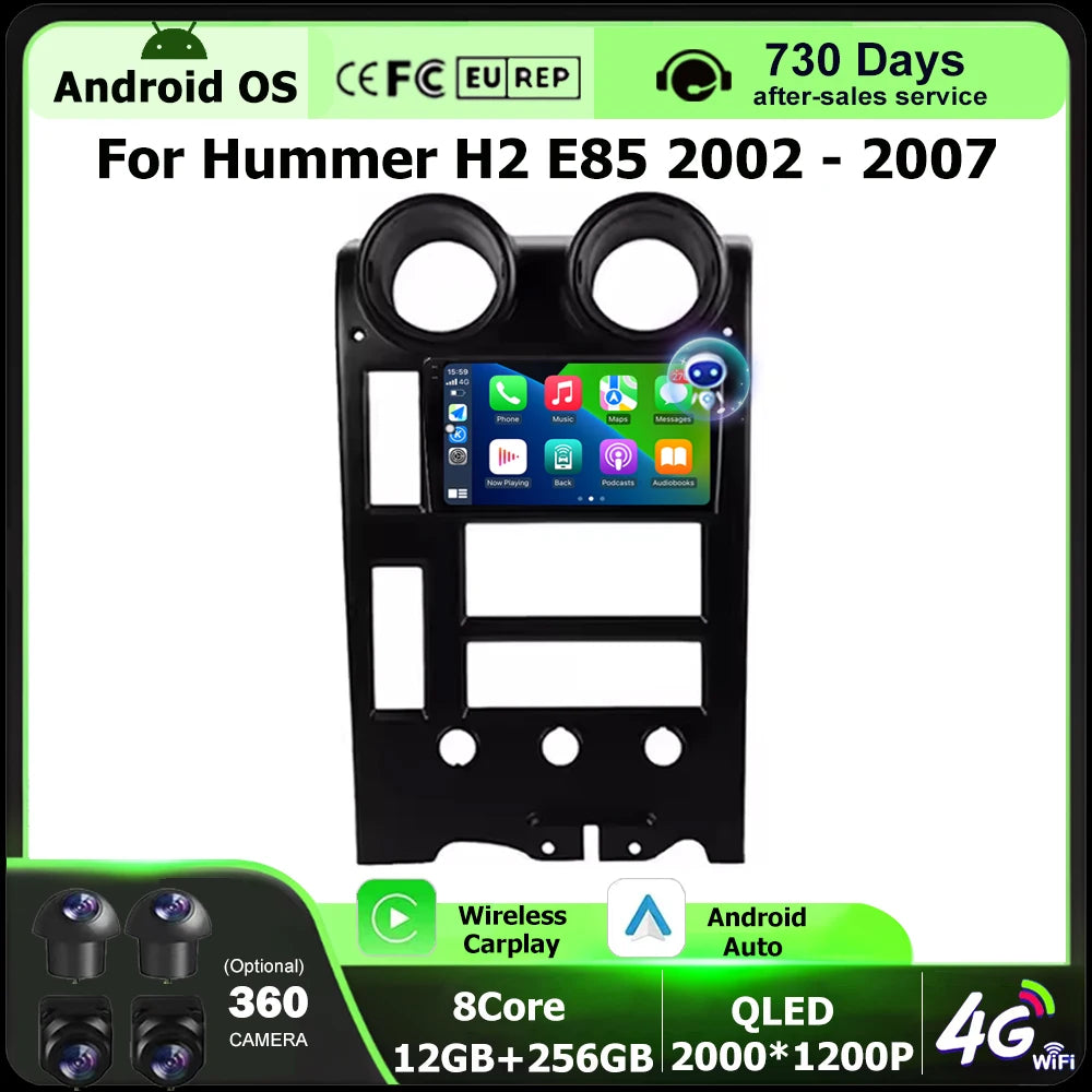 Android 16 Auto Carplay For Hummer H2 E85 2002-2007 Car Radio Multimedia Video Player GPS