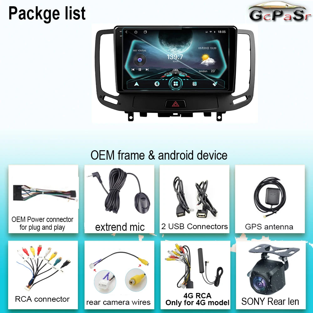 Car Android For Infiniti G4 G25 G35 G37 2006 - 2013 Auto Radio Stereo Head Unit Multimedia