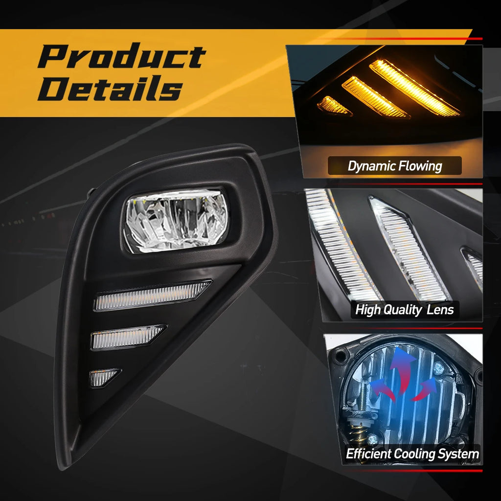 DRL Daytime Running Light For Toyota Highlander 2021 2022 Fog Lamp Daylights Dual Colors W | AUTOKITSHOP