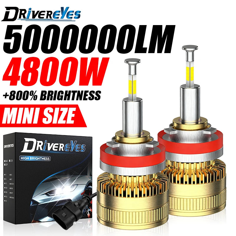 4800W 3D 360 H7 Led Canbus Car Headlights H9 H8 H11 H1 HB3 9005 HB4 9006 Hir2 9012 Turbo 5