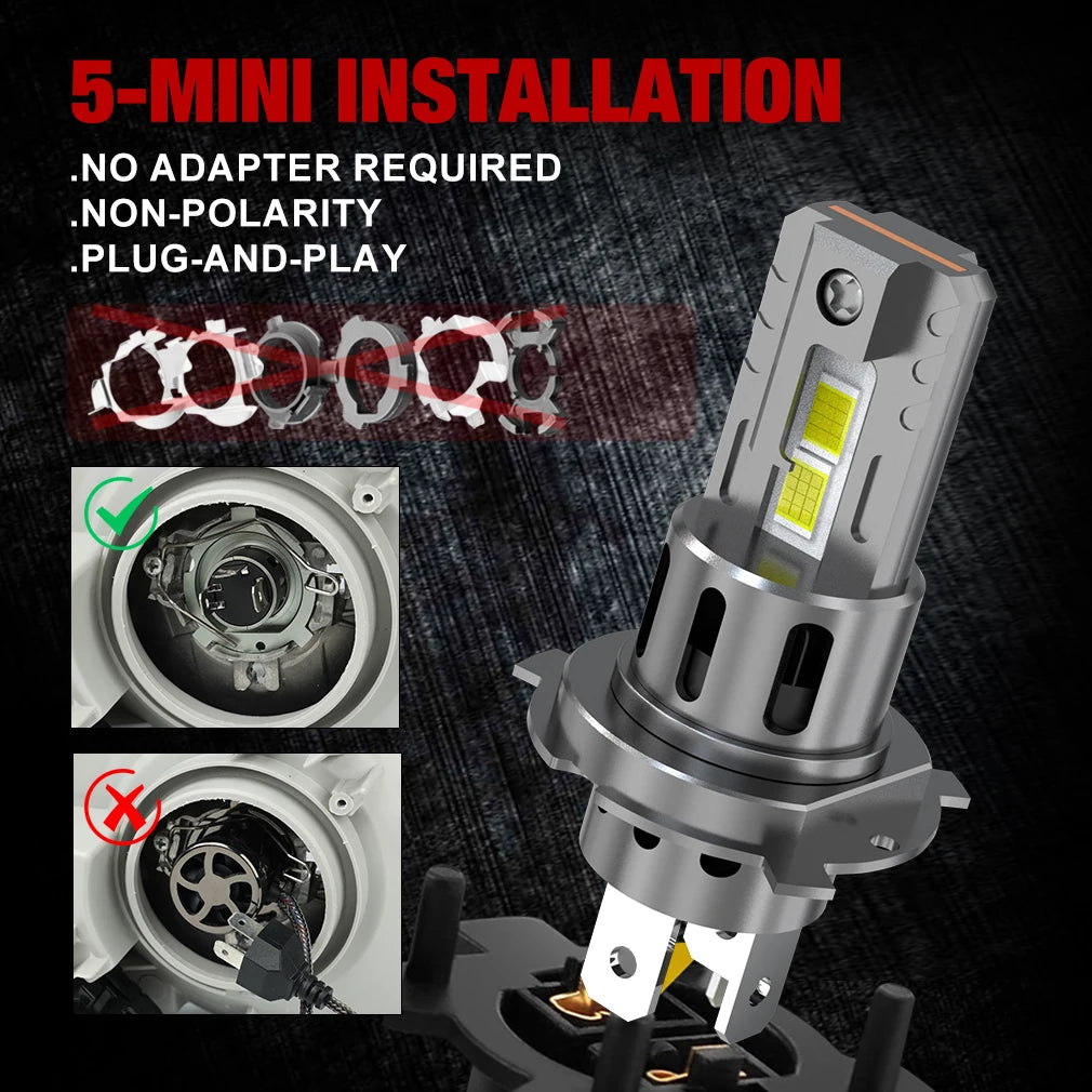 30000LM H4 LED Headlights 48pcs 3570 CSP Chips Turbo Fan Canbus 9003 H4 led Bulb Lamps for